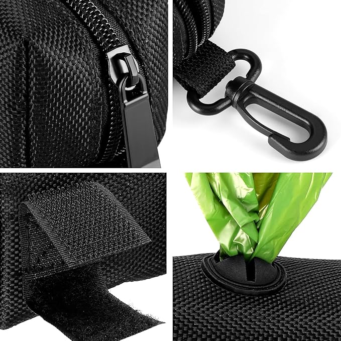 Dog Poop Bag Waste Bag Dispenser Dog Poop Bag Dispenser for Leash Accessory Dog Poop Bag Holders Fits Dog Leash with Hand Free Holder & Bag, No1680pjdz (Black&Purple&Pink, Black&Purple&Pink)