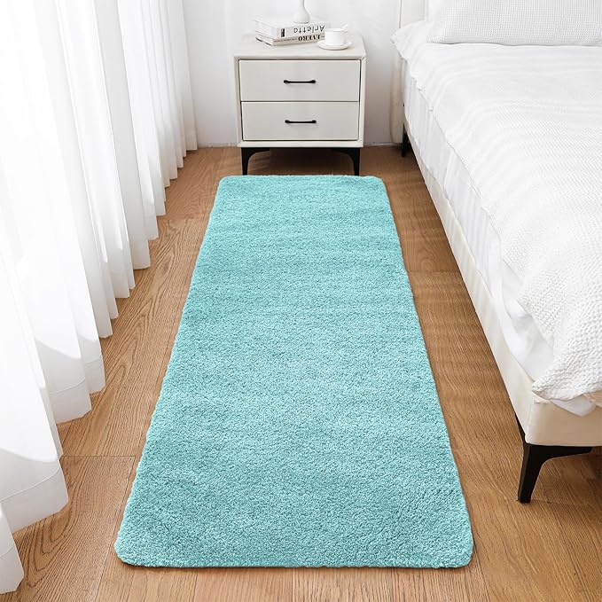 Aqua Haze Bathroom Rugs Runner 24"x72" - Extra Long Plush Bath Mat, Non Slip Absorbent Microfiber Floor Rug, Washable and Fluffy - Ideal for Bathroom, Kitchen or Pet Mat Use