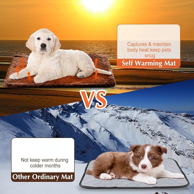 Drydiet 4 Pack Self Heating Cat Pad 16 x 20 Inch Self Warming Cat Bed Non Slip Warm Dog Pad Mat Washable Pet Kennel Crate Bed Mat for Indoor Outdoor Pets(Dark Coffee,16 x 20 Inch)