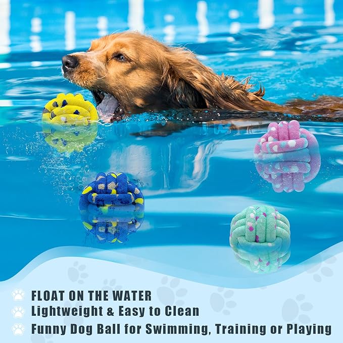Magicorange Dog Balls 4 Pack Tennis Ball Toys Dog Toy for Aggressive Chewers Indestructible Teething Chew Toys Water Toy Fetch Ball for Dogs