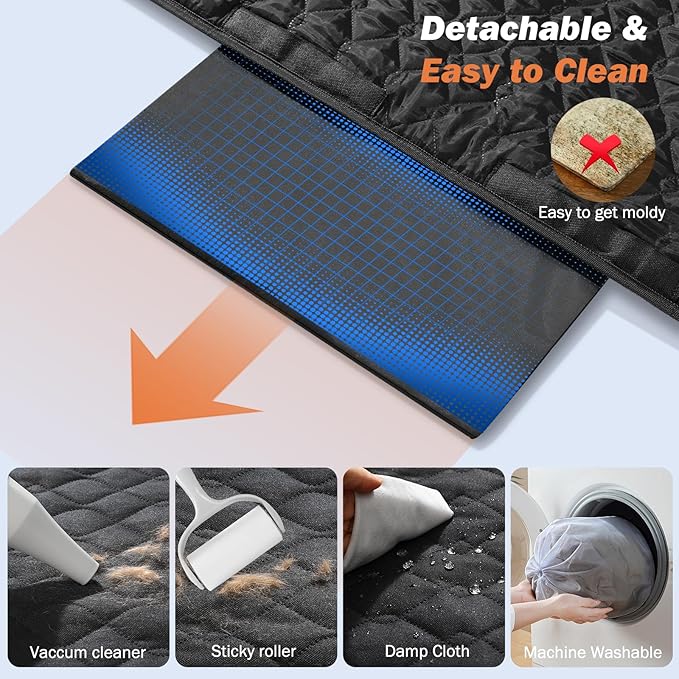 Back Seat Extender for Dogs, Dog Car Seat Cover for Back Seat Hard Bottom - Holds 330lbs Waterproof Cover for Dogs with Mesh Window & Pocket, Dog Hammock for Car, Small Truck, Black + Black