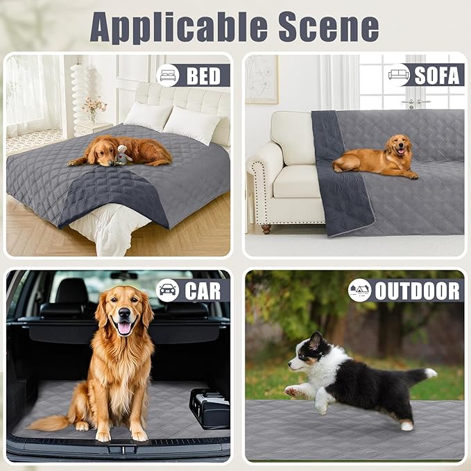 Smiry Waterproof Dog Bed Cover Blanket 40x80, Soft Reversible Pet Blanket, Washable Leakproof Cats Dogs Couch Cover for Sofa, Couch, Furniture, Lattice, Grey/Dark Grey