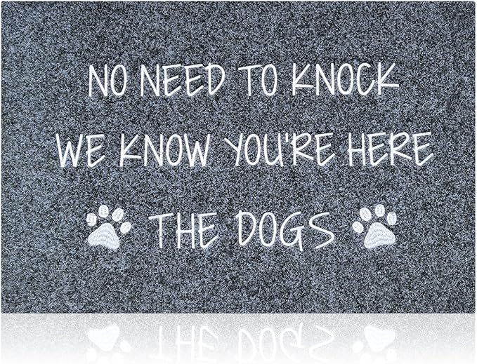 Large Welcome Mat for Front Door Doormat Rubber Non Slip Backing Funny Text Doormat Indoor Door Mat Dog Mat for Entryway Front Door Porch 24x36 Gray