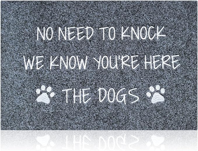 Funny Doormat Welcome Mats Dog Door Mat Rubber Doormat for Front Door, Indoor Entry Durable Door mats Outside Entryway, Do Not Knock We Know You're Here