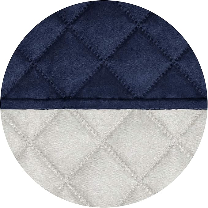 PureFit Reversible Quilted Sofa Cover, Water Resistant Slipcover Furniture Protector, Washable Couch Cover with Non Slip and Elastic Straps for Kids, Dogs, Pets (Chair, Navy/Ivory)