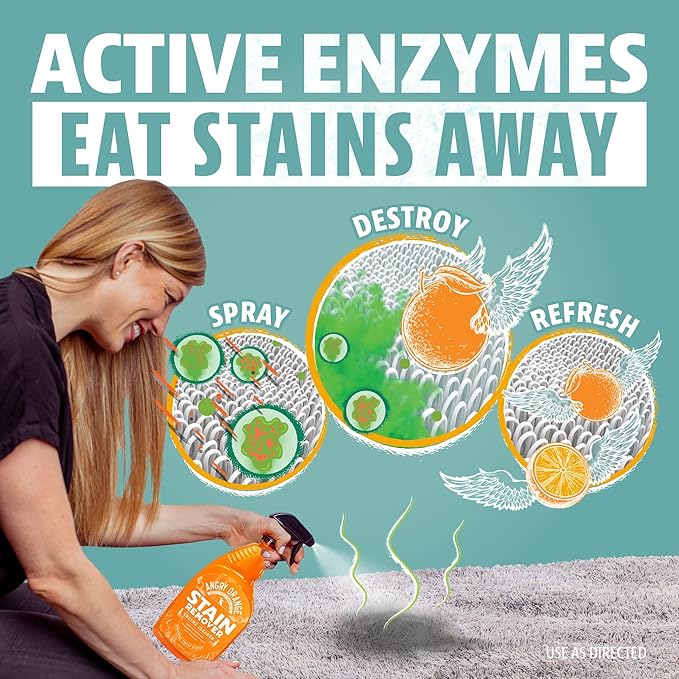 ANGRY ORANGE Pet Stain & Odor Remover Kit for Dog Urine - Enzyme Cleaner - Citrus - 32 oz + UV Flashlight