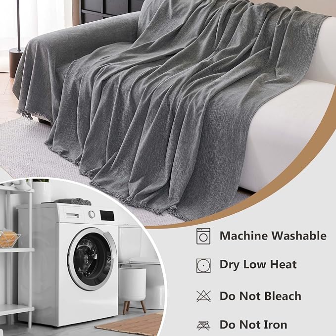 Chenille Couch Cover for Dogs - Sofa Covers for 2 Cushion Sofa Pet Friendly, Scratch Resistant & Non-Slip Furniture Cover Fits Love Seat, Beige, 71"x118", Grey