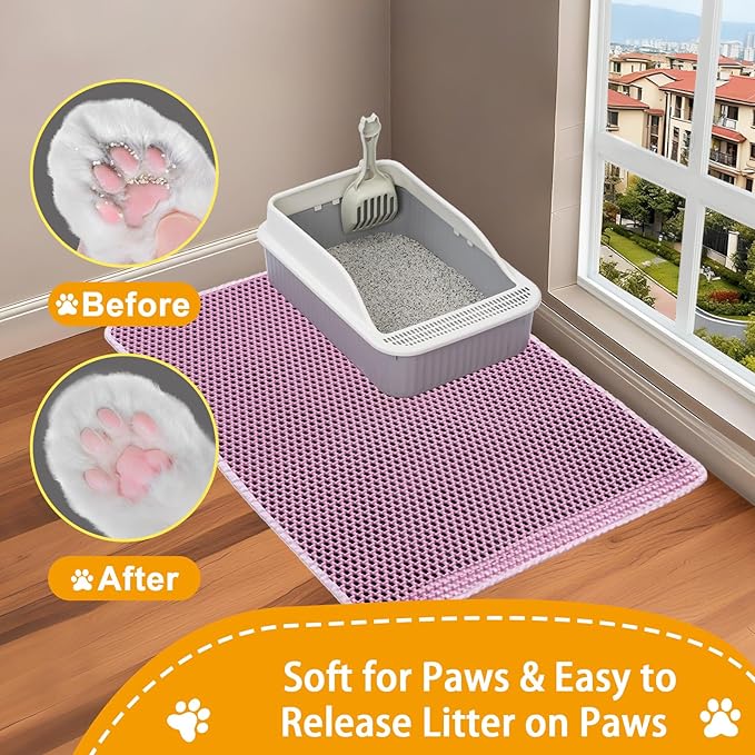 Cat Litter Box Mat-Super Large 47''x36'' Litter Trapping Mat for Cat-XXL Litterbox Matt for Floor-2 Layer Catcher Rug for Pet kitty Litterbox-Waterproof Urine Proof,Non-Slip