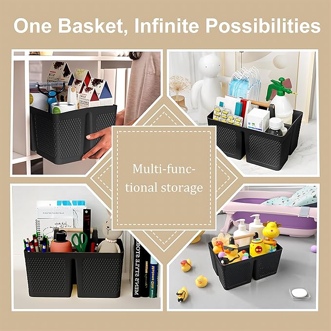Xuhdukc Shower Caddy Portable and Cleaning Caddy Organizer for Bathroom, Kitchen, Toiletries Storage ，Caddy organizer with handle, Rust-Resistant, Durable Material (Black, 9.36" L×7.73" W×7.24" H)