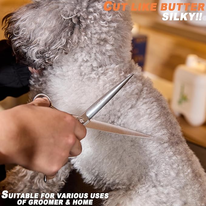 High-end Professional Dog Grooming Scissors Pet Grooming Shears 7.5 Inches Extremely Very Sharp Made Of Stainless Steel Alloy By Hand For Dog Cat Groomer