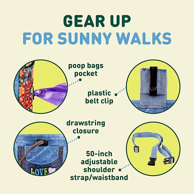 INSPECTOR TAIL Dog Treat Pouch w Drawstring to Prevent Spills | 2 Cup Tote | Hands Free w 4 Ways to Wear Puppy Bag w Pockets for Snacks Poop Bags Keys & Cards | Pet Training Walking & Rewarding Holder