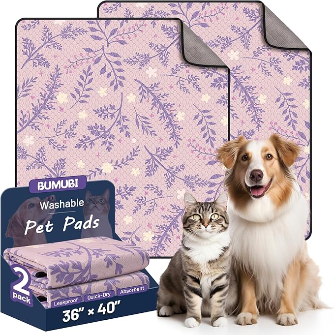 Washable Dog Pee Pads - Absorbent Reusable Puppy Training Pads, Waterproof Leak - Proof & Non - Slip for Crate Whelping Potty Training 36x41 (Pack of 2)