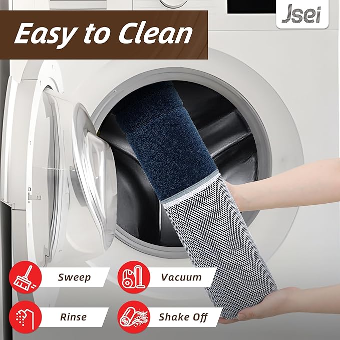 JSEI Entryway Rugs Doormat 36"x60", Non-Slip Dirt Trapper Door Mats Indoor, Washable Absorbent and Stain Resist Welcome Floor Mat for Front Door, Dog Door Mat, Muddy Wet Shoes & Paws, Navy Blue