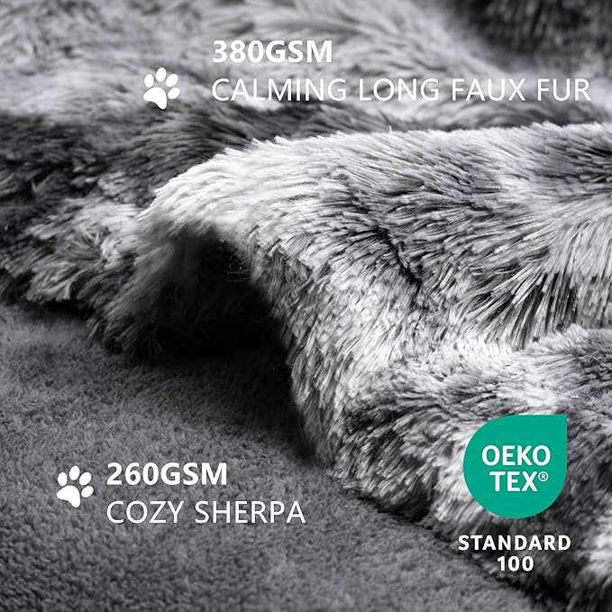 gogobunny Waterproof Dog Blanket for Couch & Furniture Protection - Super Soft Reversible Throw for Large Dogs & Cats, Calming Washable Fur & Sherpa Pet Blanket(50x60 Inch, Tie-dye Grey)