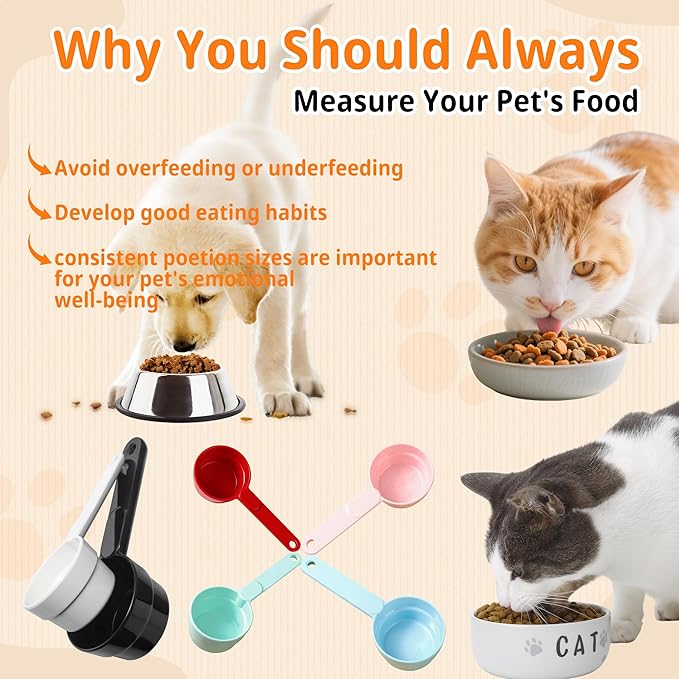 Joyinjojo Dog Cat Food Scoop - Pet Food Scoop Dog Food Measuring Cup 1/2 1/4 Cup, Comfortable Long Handle for Easy to Scoop Food, Blue 1/2 Cup