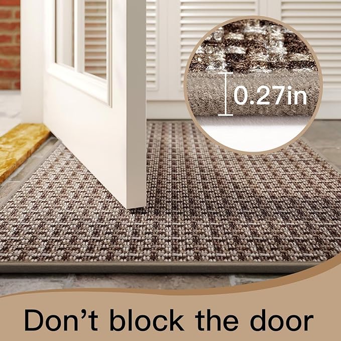 YDKGL Door Mat 24"x35", Dirt Resistant and Absorbent, Non-Slip Rubber Backing Floor Mats, Easy Clean Low-Profile Doormat for Entryway, Front Door, Inside Entrance, Brown