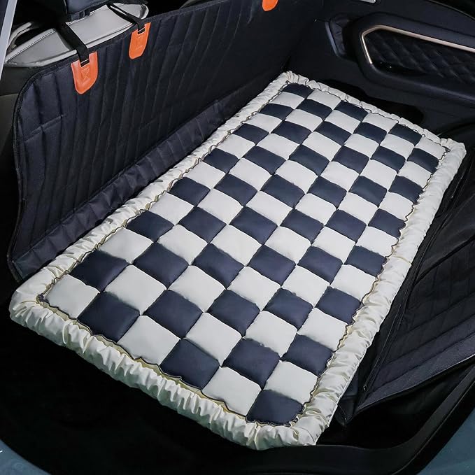 AEEISHOMEREFORM Dog Bed Mat for Car Back Seat，Waterproof Backseat Pet Bed Pad，Non-Slip Dog Car Seat Cover，Leather Pet Cushion Fit for Backseat Extenders and Trucks SUV (Dark Gray, 24.8x54 inch)