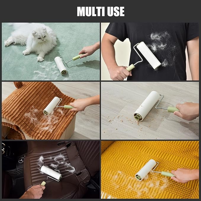 Extra Sticky Large Surface Lint Roller, 6.3'' Giant Lint Roller for Pet Hair, Long Handle Lint Remover for Clothes, Furniture, Dog & Cat Hair Remover