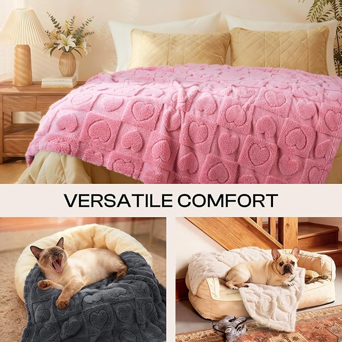 Luciphia Small Dog Blanket Washable Pet Bed Cover Soft Fluffy Puppy Blanket with Premium Fleece 300GSM Cozy Calming Cat Blankets for Indoor Cats Pink 41x31 inch
