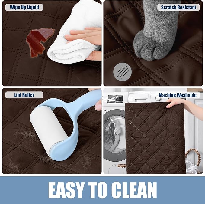 Smiry Waterproof Dog Bed Cover Pet Blanket, Soft Washable Dog Blanket for Furniture Bed Couch Sofa Reversible, Checkered (40"x70", Chocolate/Beige)