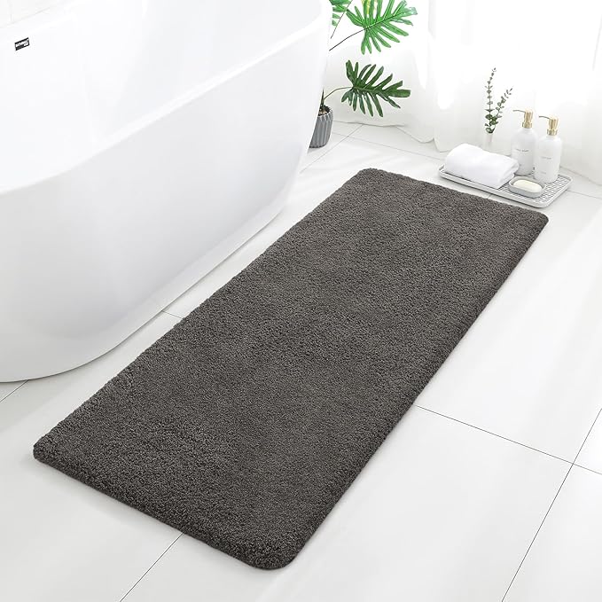 Taupe Bathroom Rugs Runner 24"x60" - Long Large Bath Mat, Soft Non Slip Absorbent Microfiber Bathroom Rug, Washable Plush Floor Mat - Perfect for Bedside, Kitchen or Vanity Area