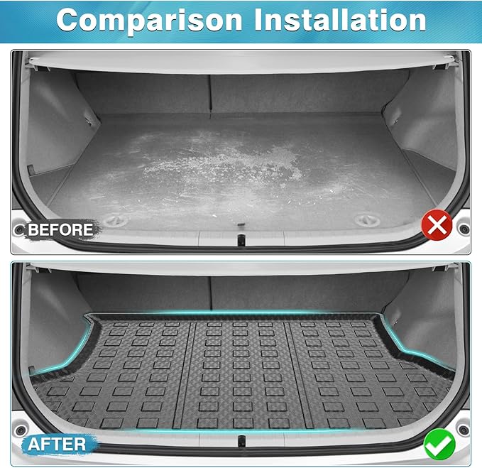 Mixsuper Custom Fit Cargo Liner for 2010-2011 Toyota Prius Base, 2012-2015 Toyota Prius Two/Three/Four/Five, All Weather Rear Cargo Trunk Mat Black
