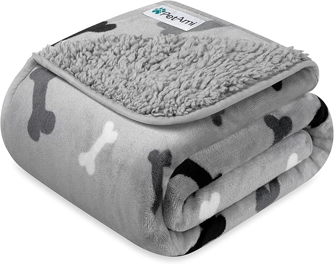 PetAmi Waterproof Pet Blanket for Extra Large Dogs, Pee Proof and Reversible, Soft Dog Crate Cover Washable, Queen 90x90 Bone Gray