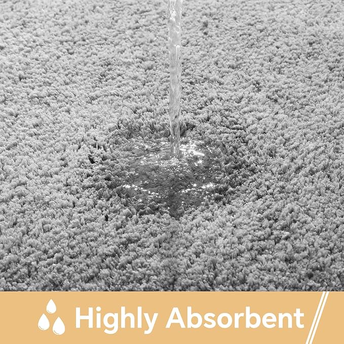 Gray Bathroom Rugs 40"x60" – Oversized Plush Non-Slip Microfiber Bath Mat, Absorbent & Washable – Ideal for Large Bathrooms or Living Rooms
