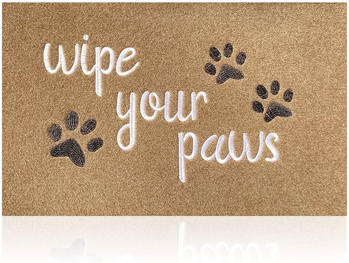 Outdoor Front Door Mat Wipe Your Paws Doormat Inside Outside Mats Entryway Welcome Mats Non Slip Rubber Backing Funny Indoor Door mats Dog Mat for Porch, Brown 18X30 Inch