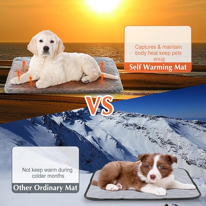 Drydiet 4 Pack Self Heating Cat Pad 16 x 20 Inch Self Warming Cat Bed Non Slip Warm Dog Pad Mat Washable Pet Kennel Crate Bed Mat for Indoor Outdoor Pets(Gray,16 x 20 Inch)