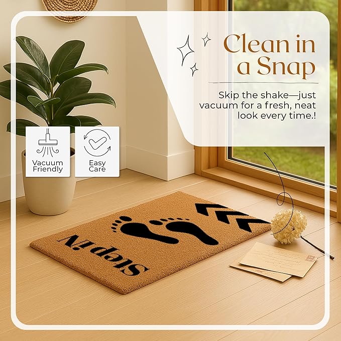 COCONIQ Coir Door Mats 17" X 30", Non-Slip Sturdy, PVC Backed Heavy Duty, Easy to Clean, Ideal for Door Entrance, Patio, Porch, Backyard, Garages, Step-in Footprints