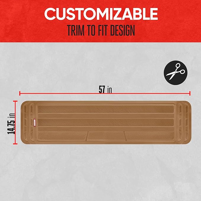 Motor Trend Rear Seat Runner, Rubber Floor Mat Liner for 2nd or 3rd Row Car SUV Van, Durable Heavy Duty Polymerized Latex Full Interior Protection, Beige