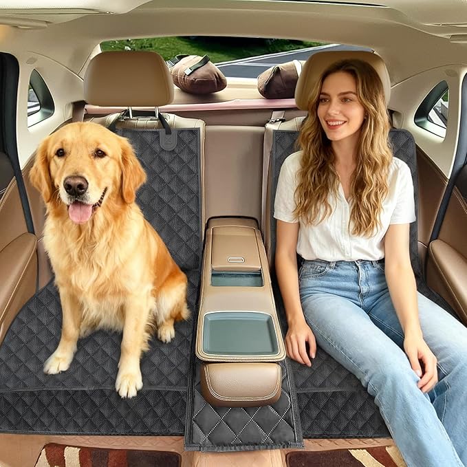 HNCPSY Dog Car Seat Cover for Back Seat Pet Cover for Dogs, Waterproof Nonslip Car Seat Covers Protector Scratchproof Pet Bench Seat Covers for Cars, Truck, SUV