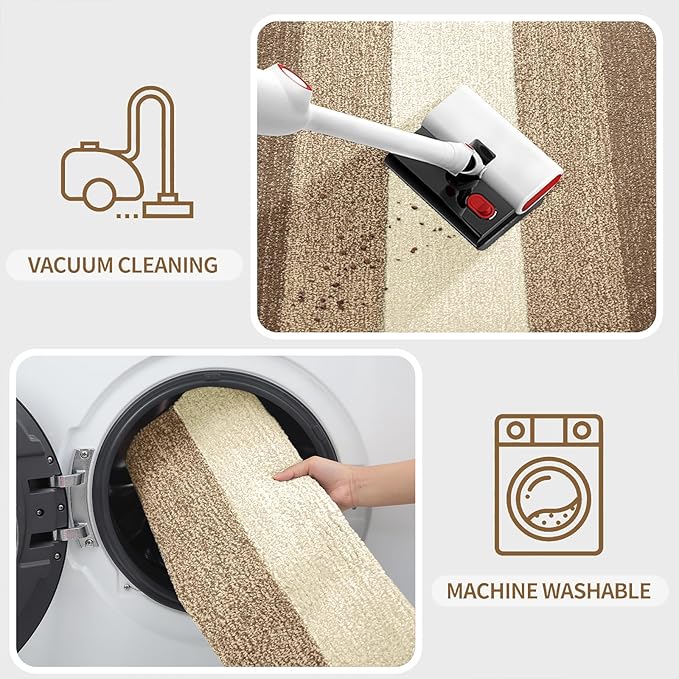 Kitinjoy Indoor Outdoor Door Mat, 32x20 Non-Slip Absorbent Dirt Trapper, Low-Profile Washable Inside Entrance Front Floor Mat, Sturdy Soft Entry Doormats for Entryway, Khaki