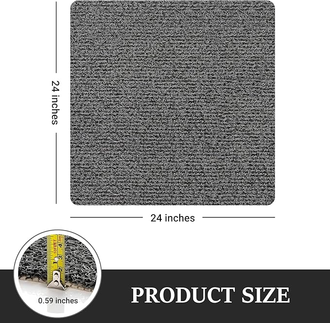 LuxStep Shower Mat Bathtub Mat,24x24 inch, Non-Slip Bath Mat with Drain, Quick Drying PVC Loofah Bathmat for Tub,Shower,Bathroom (Phthalate Free,Black)