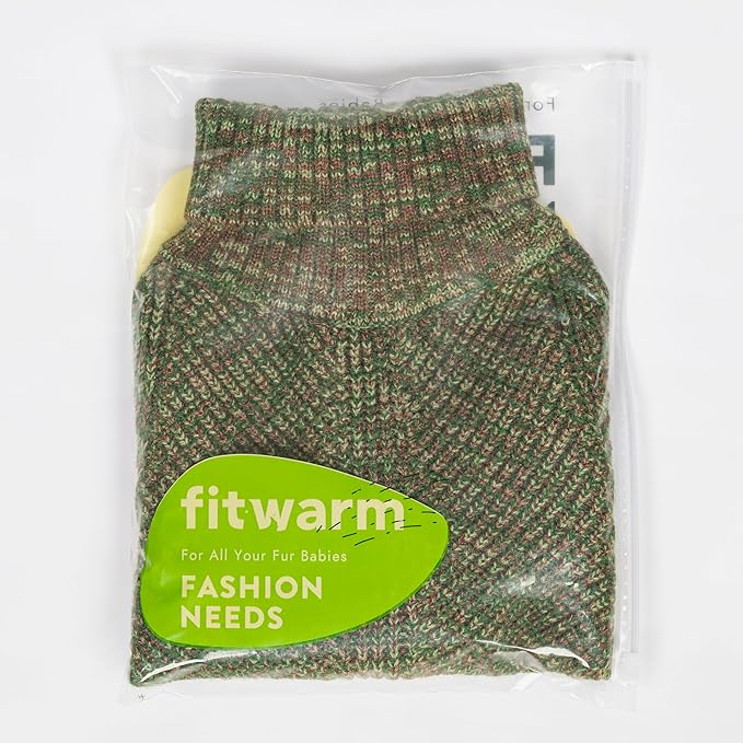 Fitwarm Knitted Turtleneck Dog Sweater, Thermal Dog Winter Clothes for Small Dogs Boy Girl, Holiday Pet Outfit, Heather Green, Small