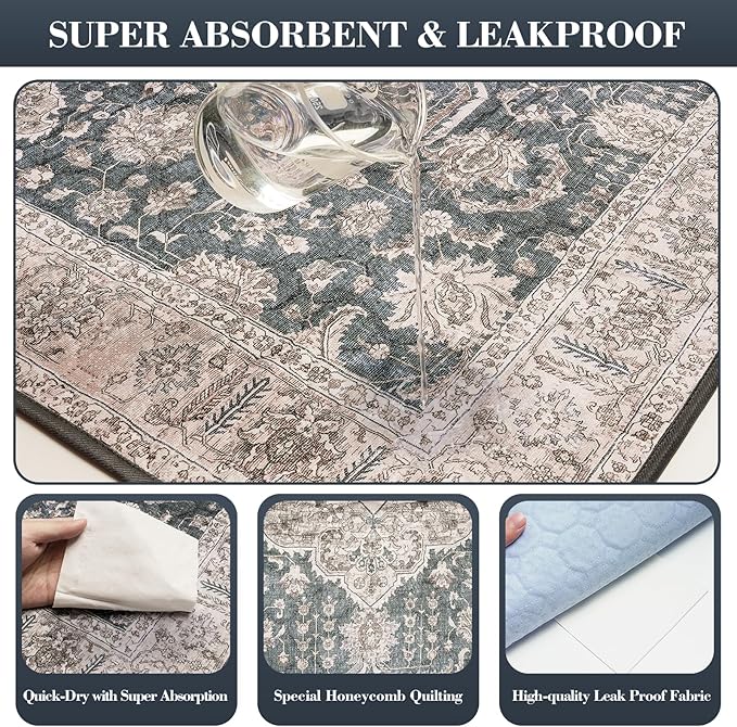 Dogcator Thicken Washable Pee Pads for Dogs, Super Absorbent & Quick Dry, 54"x72" Reusable Dog Pads, Non-Slip, Multi-Purpose, Dark Navy Polyester