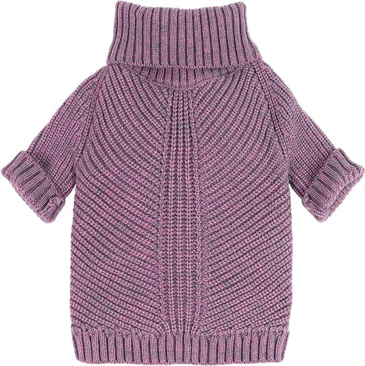 Fitwarm Thermal Knitted Dog Sweater Doggy Winter Coat Pet Clothes Doggie Turtleneck Jacket Puppy Outfits Cat Sweatsuit Lavender Purple Medium