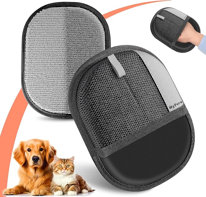 Pet Hair Removal Glove for Dogs & Cats, Newly Upgraded Reusable Electrostatic Pet Hair Glove, Magic Brush Pet Hair Remover Tool for Clothing, Couch, Carpet, Car Seats (1)