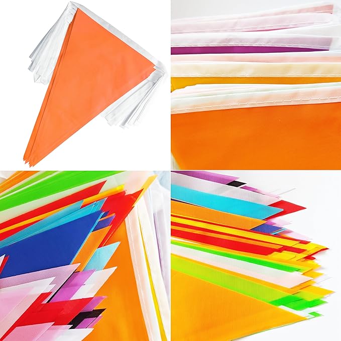 100 Feet Orange Pennant Banner Flags, 60 Pcs DIY Flag for Birthday, Party, Shops, Outdoor and Indoor Decorations, Festival Celebration (Orange)