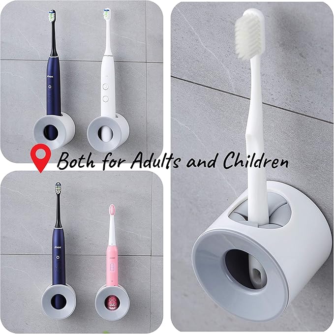 Electric Toothbrush Holder, Wall Mounted Shower Space-Saving Caddy, Toothbrush Holder for Kids, Bathroom Decor (1, Rose Red)