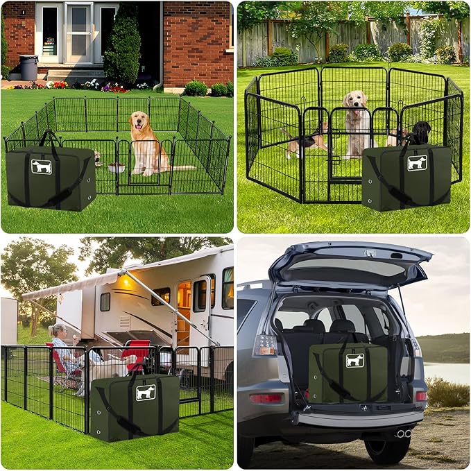 SIRUITON Dog Playpen Storage Bag Fits 32" H 8 Panels and 9 Stakes,Heavy Duty 600D Oxford Fabric Dog Fence Travel Bag Suitable for Foldable Exercise Pet Playpen with Reinforced Double Handles