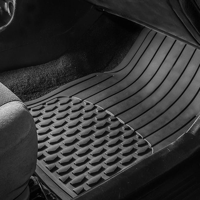 FH Group Automotive Floor Mats - Heavy-Duty Rubber Floor Mats for Cars, Universal Fit Full Set, ClimaProof Floor Mats, Trimmable Floor Mats For Most Sedan, SUV, Truck Floor Mats Gray
