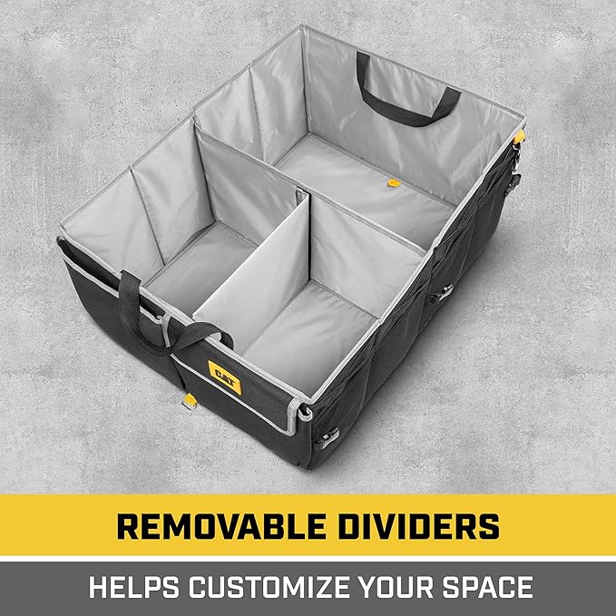 CAT FlexTrunk Car Trunk Organizer - Collapsible Multi-Compartment Storage for Groceries, Tools, and More - 23"L x 17"W x 11"H