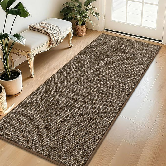 BEQHAUSE Dirt Trapper Door Mat 32" x 72", Non-Slip Washable Doormats Entrance Mat, Dirt Resistant and Absorbent Welcome Mat, Low Profile Floor Mats for Front Back Door and Entryway, Brown