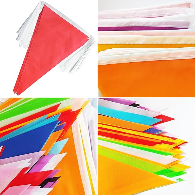 100 Feet Red Pennant Banner Flags, 60 Pcs DIY Flag for Birthday, Party, Shops, Outdoor and Indoor Decorations, Festival Celebration (Red)