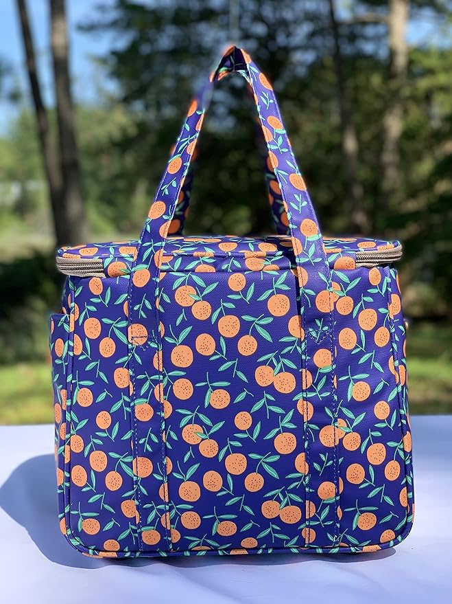 Kwang Min Insulated Insulated Cooler Bag,Reusable Large Lunch Bag for Women, Great for Outdoors,Camping,Party,Premium Quality,Adjustable Strap,Foldable