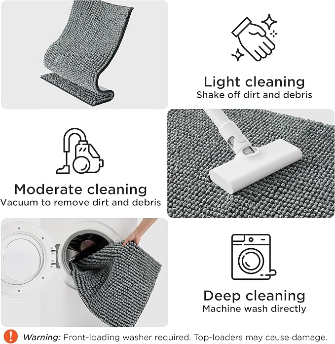 Bedsure Dog Door Mat for Muddy Paws, High-Low Absorbent Chenille Indoor Entrance Mud Dirt Trapper Soak-Stopper, Machine Washable Non-Slip Entryway Rug for Pets, 48"x30" Grey