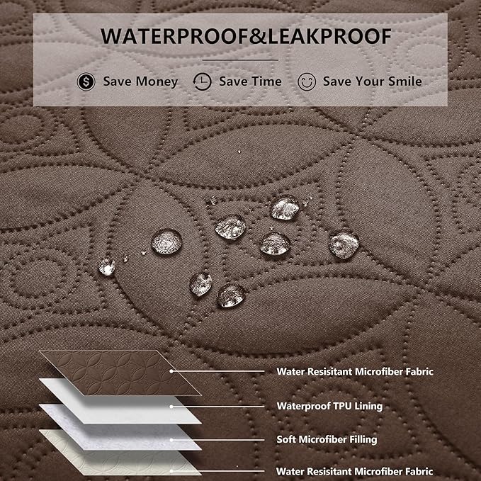 Waterproof Dog Blanket, 30x70 inches Small Pet Couch Covers for Sofa, Chair Bed Furniture Protector from Dogs Washable and Reversible-Chocolate+Cream