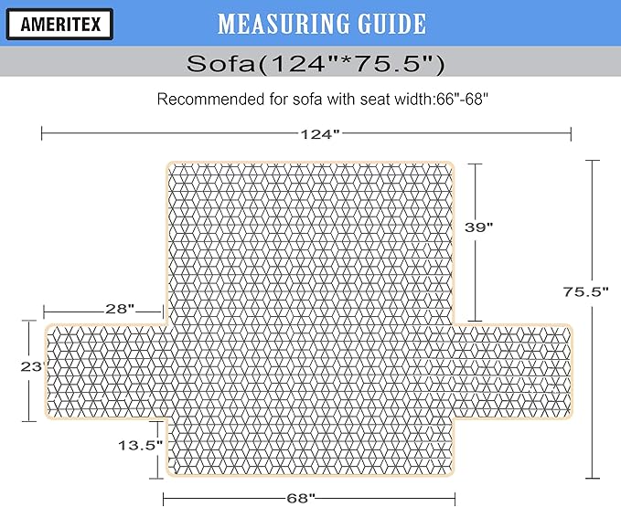 Ameritex Couch Sofa Slipcover 100% Waterproof Nonslip Quilted Furniture Protector Slipcover for Dogs, Children, Pets Sofa Slipcover Machine Washable (Blue, 68'')